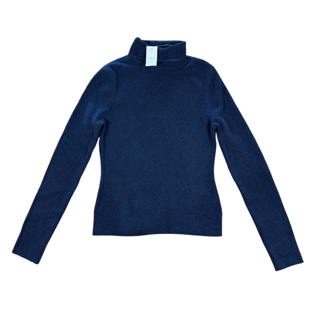 Abercrombie Fitch Classic Turtleneck Sweater XS Navy Blue Preppy Coastal  NWT